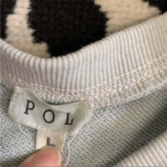 POL Ombré Oversized Distressed Shredded LaceUp Pullover Sweatshirt Size Large - Picture 4 of 8